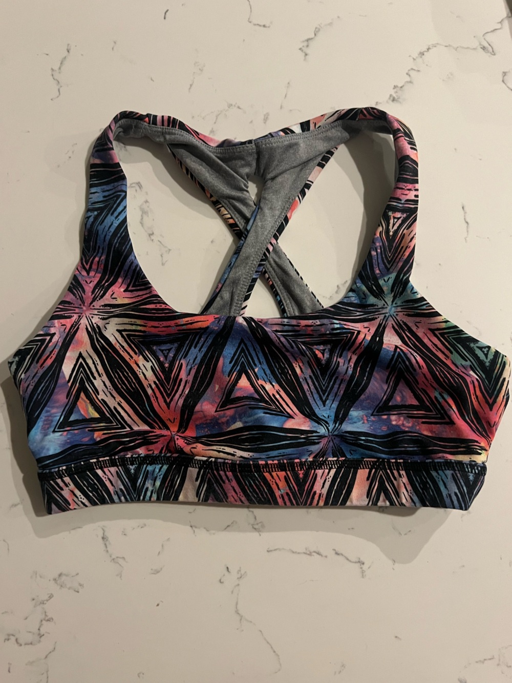 Born Primitive Multicolor Geometric Strappy Sports Bra